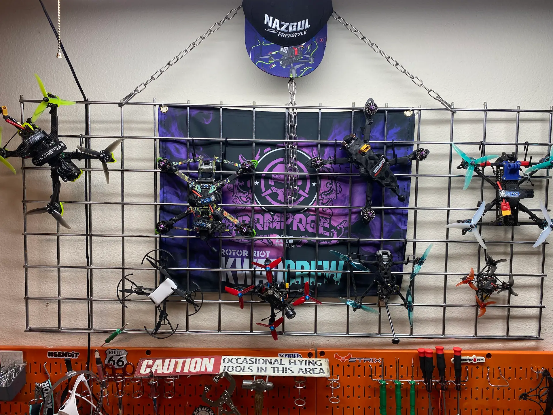 my drones hanging on the wall